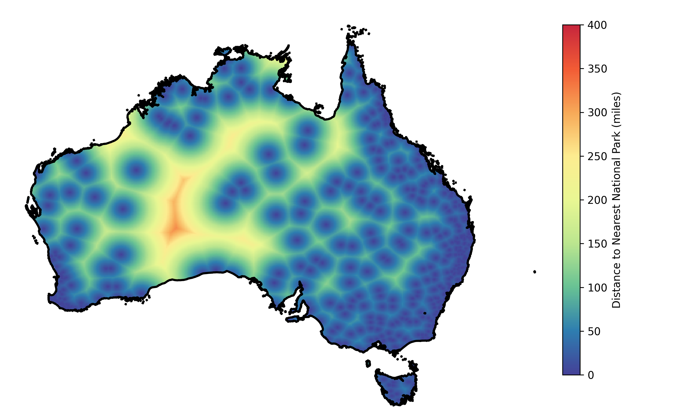 Australian National Parks Distance Map